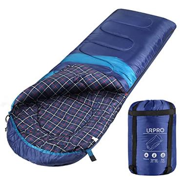 Imagem de URPRO Saco de dormir de 1,6 kg, 3-4 estações, quente, frio, leve, portátil, saco de dormir à prova d'água com saco de compressão para adultos e crianças - interior e exterior: acampamento, mochila,