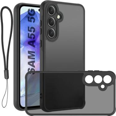 Imagem de USTIYA FG Capa para Samsung Galaxy A55 5G Case Matte Acrílico Uso Resistente Protetora de Câmera Capinha Acessórios para Celular com Cordão Preto