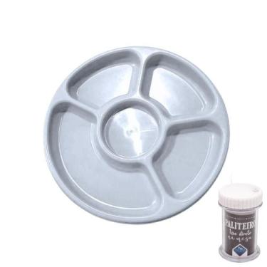 Imagem de Petisqueira de Plastico Redonda 5 Divisória Decorativa C/ Paliteiro Pe