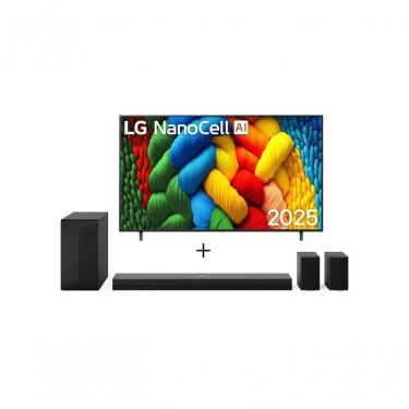 Imagem de Combo Smart TV LG NanoCell AI NANO80 75" 2025 + Soundbar LG S70TR 5.1.1 canais, AI Sound Pro, Dolby Atmos