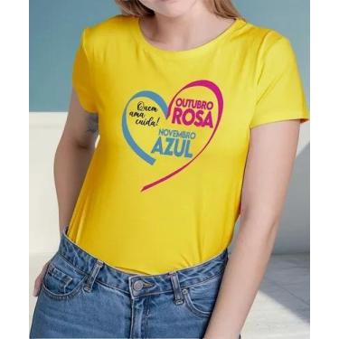 Imagem de Camiseta Camisa Adulto Feminina Masculina Algodão Campanha Outubro Ros
