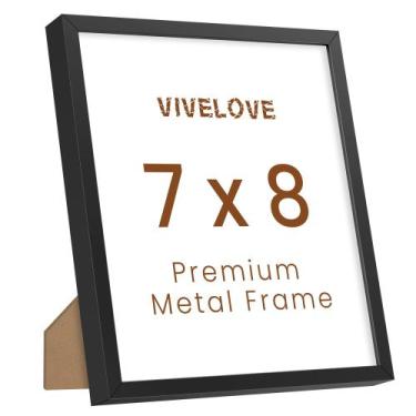 Imagem de Porta-retratos Vivelove 7x8 em metal preto em alumínio com vidro