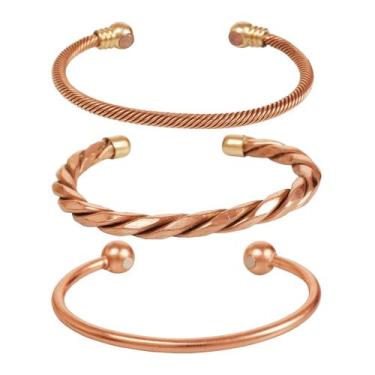 Imagem de Pulseira Touchstone Copper Magnetic Tibetan Style, conjunto de 3