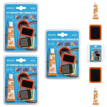 Imagem de Kit 3 Conjuntos Reparo de Pneu e Câmara de Ar de Bicicleta com Cola, A