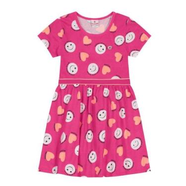 Imagem de Vestido em malha estampada infantil menina Brandili, 6, Rosa