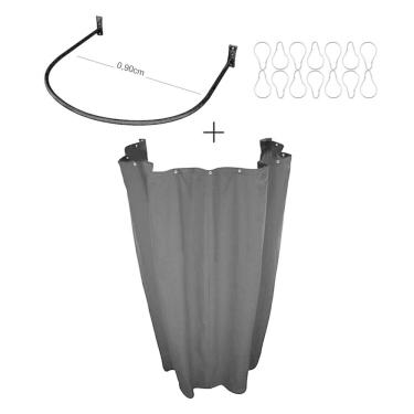 Imagem de Kit Provador Cortina Preto E Arco 70X70 Para Loja De Roupas