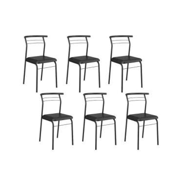 Imagem de Cadeira De Cozinha 1708 Aço Kit 6 Uni Preto-courano Preto - Carraro