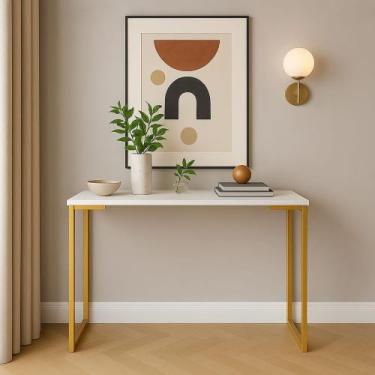 Imagem de Aparador Industrial Dourado e Off White  Ideal para Sala e Cantinho do