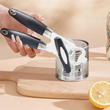 Imagem de Abridor de lata manual simples, abridores de garrafa de alça macia, à prova de ferrugem, botão portátil de giro fácil, ferramenta de cozinha multifuncional