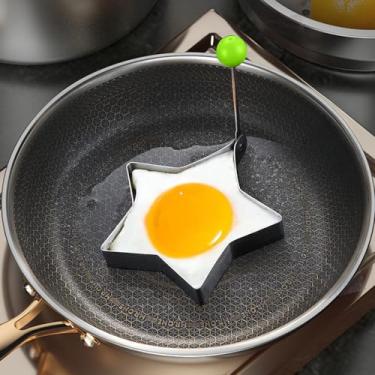 Imagem de Anéis de ovo para frigideira, formas de pentagrama, molde antiaderente de ovo e anel de panqueca para cozinhar café da manhã, faça você mesmo, omelete e ovos divertidos
