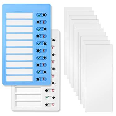 Imagem de Quadro de lista de verificação, quadro de tarefas em branco portátil para fazer com ímã 10 peças cartolina para adultos crianças escritório em casa (branco, azul)