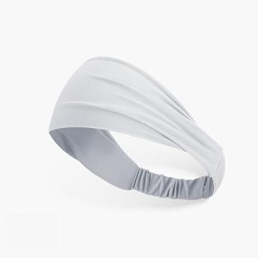 Imagem de Bandanas esportivas com absorção de umidade – Faixa elástica para corrida, ioga e fitness, faixas de cabelo respiráveis unissex (cinza claro)