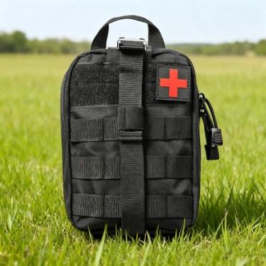 Imagem de Bolsa Médica Tática Vazia, Grande Capacidade Molle EMT Rip-Away Bolsa Utilitária para Médicos de Emergência de Traumas Militares para Atividades em Casa e ao Ar Livre (Preto)
