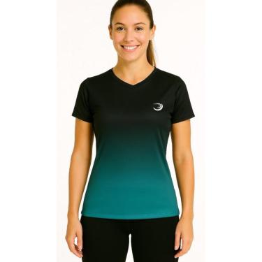 Imagem de Baby Look Feminina Summer Pro Preta e Verde - Anti Odor + Proteção UV 50°C-Feminino