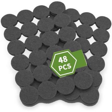 Imagem de 48 peças de almofadas de feltro para móveis, tapetes de cadeira de mesa, protetores de chão de perna, almofadas silenciosas para cadeira e mesa, adesivos antiderrapantes de porta redonda (preto)