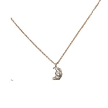 Imagem de Gargantilha pingente amizade forma geométrica joia de cobre Simplicidade forma croissant colar (prata)