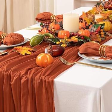 Imagem de Caminho de mesa de gaze vermelho sálvia, corredor de mesa de gaze de 3 m, boêmio, panos de queijo, decoração para chá de bebê, mesa de buffet de sobremesa