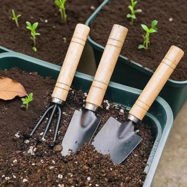 Imagem de Conjunto de ferramentas de jardinagem mini ferramentas de jardinagem para plantas, pá, ancinho, pá, ferramentas manuais para plantar canteiros de flores em vasos