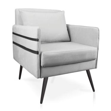 Imagem de Poltrona Mari Suede Cinza Pés Palito De Ferro Preto D'Rossi