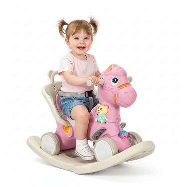 Imagem de Cavalinho De Passeio E Balanço Com Empurrador Rosa