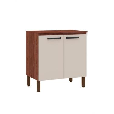 Imagem de Balcão De Cozinha 2 Portas 0,80 Cm Com Tampo Ametista Kits Parana Nogueira Off White-tpnogueira