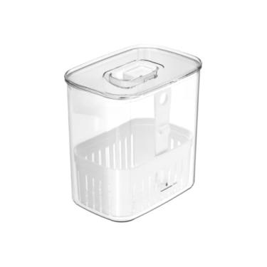 Imagem de Caixa De Armazenamento Para FrigoríFico Com Grelha De Drenagem – Para Lavar E Armazenar Legumes E Frutas(1UN Organizador Tempero 1,5L)