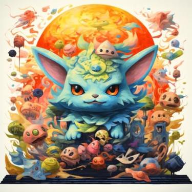 Imagem de Adesivo de Parede Anime Monstros Fofinhos Decoração Infantil Kaivva 30x30cm