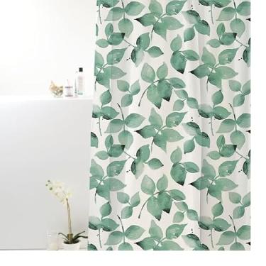 Imagem de Box Banheiro, Cortina Box Poliéster 198cm X 180cm com Ganchos Impermeável - Antimofo, Cortina Banheiro, Resistente(Folhagem Verde)