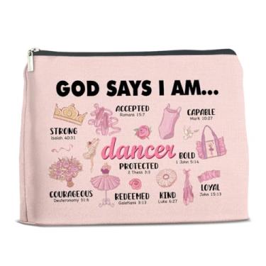 Imagem de LyoGao Presentes de dança cristã, bolsa de maquiagem, balé, dança, presente para mulheres, meninas, bailarina, professora, treinadora, equipe de dança, acessórios de dança, bolsa de cosméticos