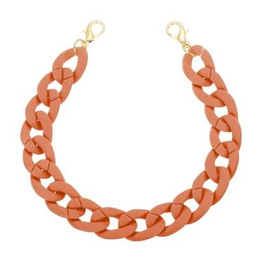 Imagem de PATIKIL Corrente de bolsa de acrílico, anéis de ligação de corrente de acrílico de 38 cm, alça de bolsa, elos rápidos, ganchos de ganchos para fazer joias, faça você mesmo, bolsa de óculos, laranja