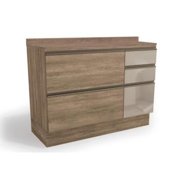 Imagem de Gabinete P- Pia Cozinha Balcão Maxxi C- Tampo G747 C- 1 Porta E 4 Gavetas C- Vidro 120cm Nogal - Kappesberg