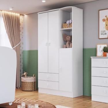 Imagem de Guarda Roupa Infantil 3 Portas 2 Gavetas Tedy Percasa, Branco