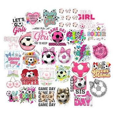 Imagem de Pacote de 30 peças de adesivos para meninas de futebol – Adesivos de futebol fofos de vinil à prova d'água para laptop, garrafa de água, diário, álbum de recortes, mãe de futebol, jogador, irmã