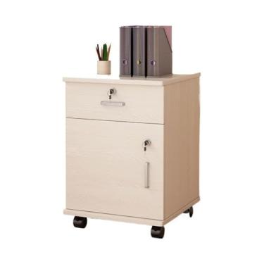 Imagem de Armário de Arquivos Armário de arquivo escritório armário baixo móvel travamento simples com organizador gaveta(Beige)