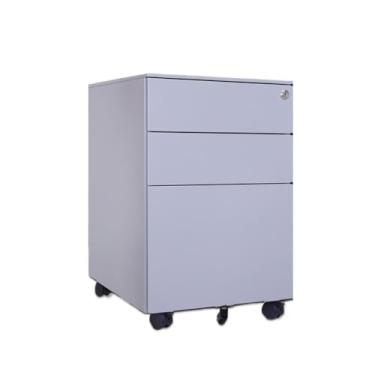 Imagem de Armário de Arquivos Armário móvel de aço, pequeno armário empurrar sob a mesa, armazenamento com três gavetas e rodas(Gray)