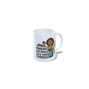 Imagem de Caneca de Porcelana com Mensagem Humorística Mineira, Branca, 325ml, Design Trem Bão (21079)