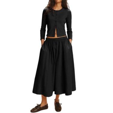 Imagem de Conjunto de saia de 2 peças Tankaneo, blusa feminina de malha de manga