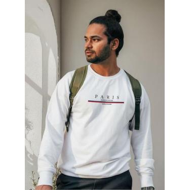 Imagem de Moletom Blusa Frio Gola Redonda Careca - Paris Familiar, Branco, S