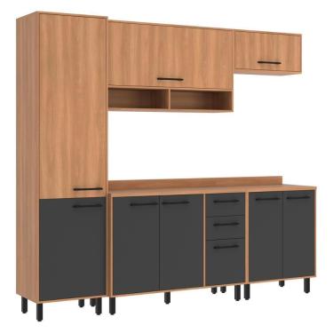 Imagem de Cozinha Completa Modulada 5 Peças Com Paneleiro Havana Multimóveis Cr20335 Rovere/grafite