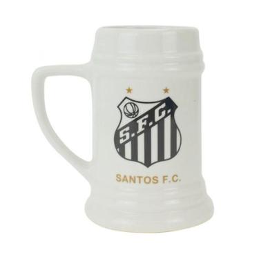Imagem de Caneca Branca Porcelana 500ml Santos FC  Escudo Oficial do Peixe - mil