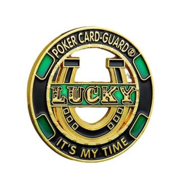 Imagem de ZCBY ZHONG CHENG BO YANG Lucky Horseshoe Poker Card Guard - Protetor de cartão de metal divertido com design vazado, acessório de mesa de pôquer, presente de token colecionável para jogadores de