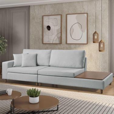 Imagem de Sofá Living Lotus Com Apoio Lateral Direita 2,40m Em Linho Cor Cinza Mesclado 2284