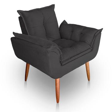 Imagem de Poltrona Para Sala E Quarto Decorativa Opala Suede Cor Cinza