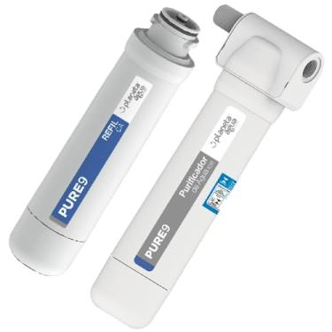 Imagem de PURE 9 Purificador de Água com Filtro de Carvão Ativado, 3 Estágios de Filtragem, 4000L de Vida Útil, Vazão 60L/h, Branco, com Refil Extra