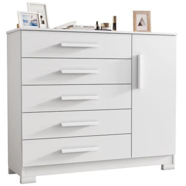 Imagem de Cômoda Pietra Branco 1 Porta 5 Gavetas Jcm Movelaria