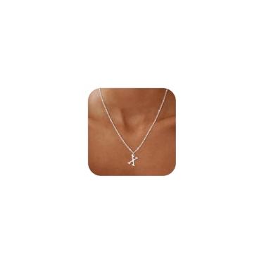 Imagem de GRCLD Colares com inicial para mulheres – Colar com letra banhada a ouro 14 K, corrente personalizada, elegante, elegante, não mancha, colar único com pingente fofo, joia de presente para mulheres
