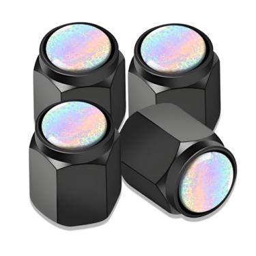 Imagem de 4 peças de tampas de haste de válvula de pneu, ajuste universal de alumínio para carros, caminhões, SUVs, motocicletas, bicicletas, acessórios de decoração de rodas, hastes de válvula, capas à prova