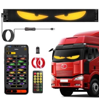 Imagem de Luz de olhos de diabo para carros, olhos de LED DIY para para-brisa flexível tela de exibição de luz programável, controle de aplicativo, sinal de LED dinâmico à prova d'água para carro, adequado para