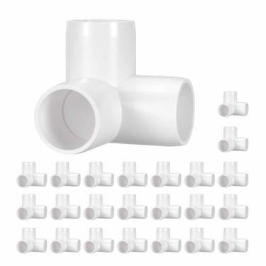 Imagem de Kozelo Pacote com 24 encaixes de tubulação de cotovelo de PVC SCH40 de 3/10.2 cm, encaixe em T de saída lateral de canto de cotovelo de PVC de 3 vias, conectores de tubo de grau de móveis para projeto