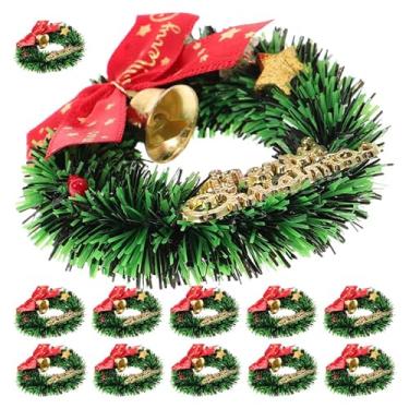 Imagem de VICASKY 12 mini guirlandas de Natal com laços e sinos, ornamentos decorativos festivos para pendurar em caixa de Natal, decoração de árvore sazonal fácil de instalar